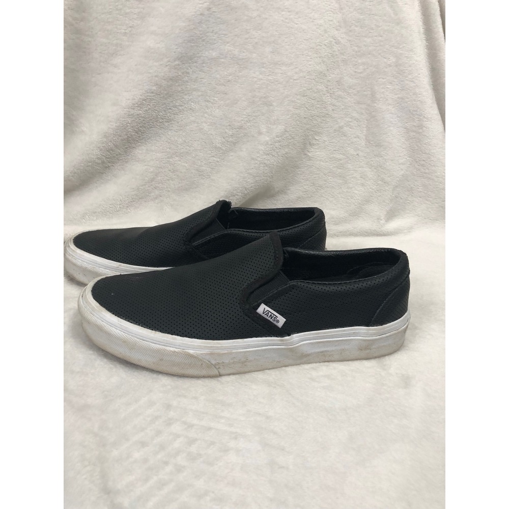 Vans Slip On Sneakers Women 8 Black Perforated Classic Low Top Shoes